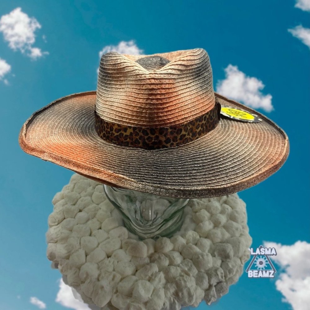 Orange & Black Tie-Dye Pencil Brim Straw Rancher